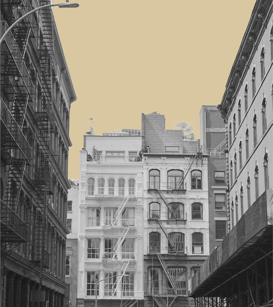 Street view of NYC apartment buildings